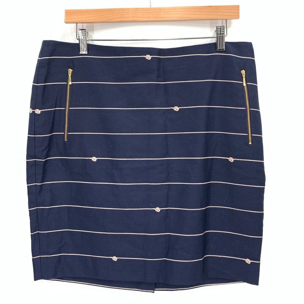 The Limited Navy Blue Nautical Rope Straight Skirt Size 14 Petite NWT Coastal
